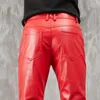 Men's Leather Pants Skinny Fit Stretch Fashion PU Leather Trousers Nightclub Party Dance Pants Thin 240117