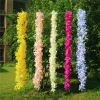 Decorative Flowers 170cm Long Artificial Wisteria Lilac Vine Silk Cherry Blossoms Arch Decor Leaves Hanging Garland Green 0117