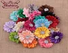 Nishine 120 stuks slot 24 kleuren satijnen lint meerlaagse bloemen met acrylknop diy haarbloemen voor meisjeskleding haaraccessoire4074390