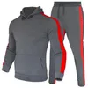 Tute da uomo Set sportivo a righe da uomo Tuta a maniche lunghe Tuta da jogging abbinata ai colori Y2k Felpe con cappuccio e pantaloni Abbigliamento casual quotidiano in pile