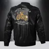 Herrens höst- och vintermän högkvalitativ modekläder läderjacka Motorcykelstil Casual Jackets svart varm överrock 240116