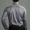 6xl jesienna i zimowa siła elastyczna nie-żelaza męskie biznesowe biznesowe koszulę Solid Kolor Merceryzowane koszulka pionowa 240116