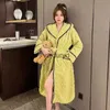 home clothing Jacquard beautiful velvet hooded pajamas bathrobes plush pajamas women's mid length stylevaiduryd