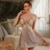 Vêtements de nuit pour femmes Rebeyuli 2 pièces ensemble femmes robe robe mode dentelle satin robe avec coussin de poitrine sexy décontracté loungewear femme