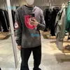 Saint Michael Red Road Sign Washed Old Long Sleeved Yu Wenle Same Style Sweater Coat Men's and Women's Trendy Brand Wpjq