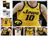 Custom Iowa Hawkeyes 2020 New Yellow Basketball 55 Luka Garza 10 Wieskamp 22 McCaffery 5 Fredrick 3 Bohannon Murray White Black J4073377