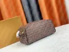 ブランド女性ダブルジッパー化粧品バッグトイレトリーバッグ内のキャンバス本革ジッパーパッチポケットミニハン​​ドバッグ47528レディス財布
