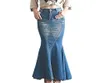 Gonne di jeans Moda donna Vita elasticizzata casual Gonne a sirena a coda di pesce Gonna lunga vintage in jeans Gonna sexy lunga fino al pavimento 2103175135