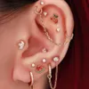 3 pièces droit Grand ASTM 36 16G segment articulé cerceau CZ nez anneau Clicker ensemble avec chaîne oreille Cartilage Tragus Helix conque 240117