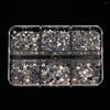 Nail Art Decorations SS4-SS16 1 Box/6 Grids Shimmer AB Rhinestones Nails Accessories For Manicures DIY Supplies Professional