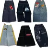 Kvinnors jeans JNCO Kläder män baggy y2k högkvalitativ broderad 2000 -tals största trashy ropa estetiska streetwear hip hop wide ben