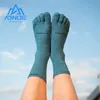3PairsSet Aonijie E4830 Medium Long Tube Sport Fivetoes Socks Toe For Barefoot Running Shoes Marathon 240117