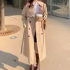 Outono mulher longo trench coat moda coreano streetwear solto manto casual elegante cáqui preto feminino blusão casaco 240116