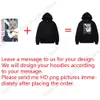 Ditt eget design varumärke personliga anpassade män kvinnor text diy hoodies tröja casual hoody kläd mode 240116