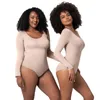 Body modellante da donna senza cuciture, body modellante completo a maniche lunghe, compressione modellante