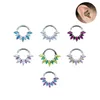 ASTM 36 gångjärnssegment Hoop Rings Pride Colorful Marquise CZ Nose Septum örhängen smycken Piercing 240117