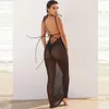 Casual jurken Imcute sexy lange damesjurk bikini cover-ups transparant backless veterriem strand voor strandkleding streetwear