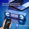 Portable Speakers Multifunctional Specular Surface Wireless Bluetooth Speaker Clock/Alarm Clock Display Outdoor Portable Mobile Phone PC Sound Box J240117