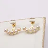 6023stylish retro bow petal earrings diamond silver 18K gold-plated women and girls Valentine's Day wedding jewelry gift