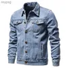 Women's Leather Faux Leather High Street Men's Coats Autumn Long Sleeve Solid Color Denim Jackets Men Clothing 2024 Slim Lapel Collar Buttoned Jeans Outwear YQ240116