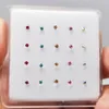 20st/Pack 925 Sterling Silver Nose Piercing 2 mm Multicolor Nose Studs Straight Pin Nostril Smycken 240117