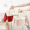 Pullover kinderen gebreide vestkruidtrui voor meisjes jassen bloemenmeisje kinderen bovenkleding kleding winter herfst kleding sweatshirt 1-5-jarige h240508