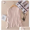 Damenpullover Kaschmirwolle Pullover Frauen Solide O-Ausschnitt Langarm Strickpullover Frühling Herbst Tops Plover Drop Delivery Bekleidung Dhqp1