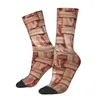 Chaussettes pour hommes Fun Plaid Bacon Pattern Meat Lover Crew Unisexe Mignon 3D Robe imprimée