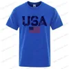 Homens camisetas Vintage EUA Bandeira Imprimir Homens Camisetas Americano Verão Casual Algodão Tops Hip Hop Street Camiseta Oversized Tee Roupas T240117