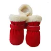 Vestuário para cães 4 unidades / conjunto Pet Inverno Grosso Quente Sapatos Impermeáveis Cashmere Anti-Slip Chuva Botas de Neve Calçado Suprimentos de Cuidados