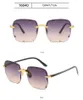 2023 Nya Rimless Women's Solglasögon Fashion Gradient Lenses Sun Glasses Lady Vintage Alloy Legs Classic Designer Shades UV400