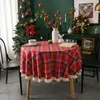 Bordduk American Vintage Plaid Drabla Juldekoration Tassel Round Home Decor Rectangle Dining Linne