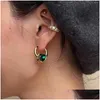 Hoop Huggie أقراط على شكل قلب Zircon 14K الذهب المطلي بالفولاذ المقاوم للصدأ سحر الأزياء المجوهرات الهدية للعشاق إسقاط delive otjv5