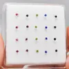 20st/Pack 925 Sterling Silver Nose Piercing 2 mm Multicolor Nose Studs Straight Pin Nostril Smycken 240117