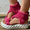 Modne sandały damskie letnia platforma szydełkowa wygodne przesuwane paski damskie buty modne swobodne odzież na zewnątrz buty damskie 240117