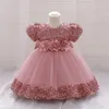 Bow Christmas Baby Girl Dresse Infant Sequin 1st Birthday Red Party Wedding Prom Kids Dresses For Girl Lace Flower Princess Gown 240116