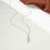 Hänge halsband lyxiga kvinnliga små runda halsband Dainty Silver Color Chain Charm White Zircon Wedding for Women