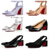 Luxury brand red shoes paris Women Sandals pumps leather shoe high heels Miss Jane patent leather pump Mary Jane double strap block heeled Wedding shoes BOX