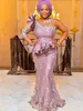 2021 Vintage Aso Ebi Mother Of Bride Dresses Jewel Neck Illusion 3D Floral Lace Appliques Floor Length Mermaid Peplum Wedding Gues5203734