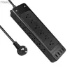 Power Cable Plug 20CB 22 I 1 Power Strips Protector US Plug Wall Outlet Adapter med allmänt åtskilda 18AC -uttag 4x USB -portar YQ240117