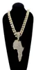 Fashion Crystal Africa Map Pendant Necklace for Women Men039S Hip Hop Accessories Smycken Halsband Choker Kubansk länkkedja Gift5651342