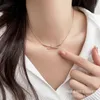 Luxury Jewelry Designer T Pendant Necklaces v Gold High Edition t Family Bow Necklace Womens New Smooth Knot Pendant Double t Cross Twisted Collar Cha 2079