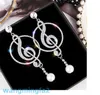 2024 New Age Jewelry Designer Fashionabla och Sparkling Diamonds Notes Artistic Style Musical 925 Silver Needle Earrings