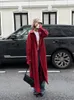 Pelle da donna moda donna finto morbido PU rosso ciliegia giacche lunghe autunno inverno grandi cappotti giacca vintage sottile femminile capispalla