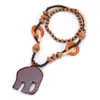 Pendentif Colliers 2024 Boho Bijoux ethniques Long fait à la main Perle Bois Éléphant pour les femmes Fête de la mode