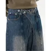 Vintage Streetwear Punk Hip Hop Patchwork Jeans Style Rap Lose Prosty Wash Ostrocie Plus Men Men Casual Mopping Pants 240117