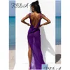 Abiti casual di base Abiti casual Abiti a rete con collo alto senza maniche Abito maxi trasparente senza schienale Donna Spiaggia estiva Y Vedere attraverso la parte lunga Dh5B1