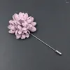Brooches Men's Advanced Chic Cloth Art Hand-made Pink Blue Floral Flower Brooch Lapel Pin Bridegroom Wedding Suit Accessories