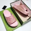 10A Diseñador Bloom Zapatillas de lujo Plataforma de diapositivas de goma Marca Mujeres Señoras Sandalias de suela gruesa Sandalias de diapositivas para mujer Lovely Sunny Beach Mujer Zapatos casuales Estilo Slipp