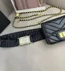 Kvinnors läderdesigner midjepåse Fashionabla Rhinestone Gold Chain Belt axelväska kombination plånbok avtagbar axelväska läppstift mobiltelefonkortpåse